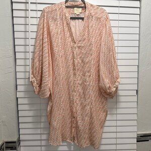 Maeve Peach and Cream Patterned Tunic Top